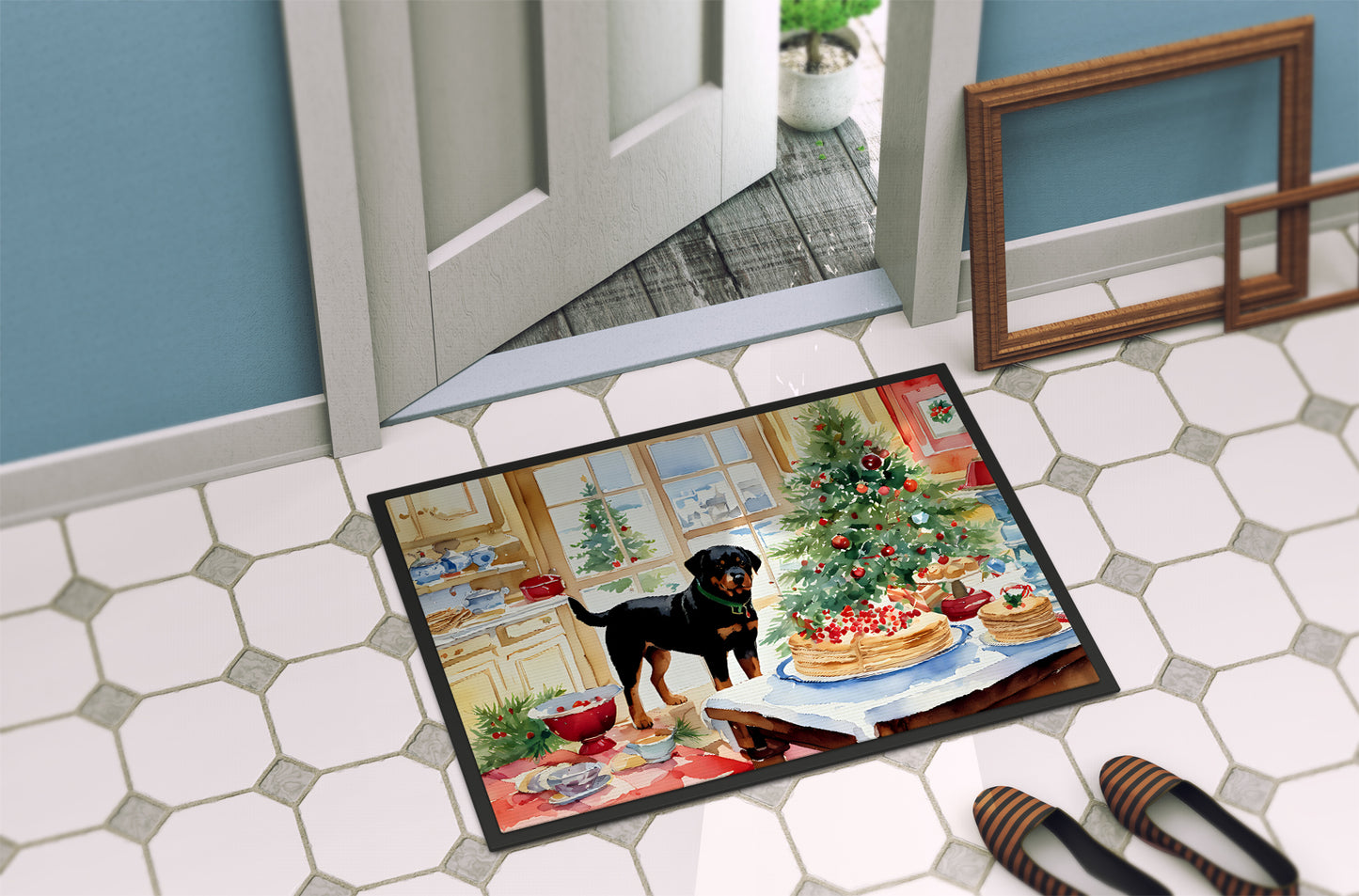 Rottweiler Christmas Cookies Doormat