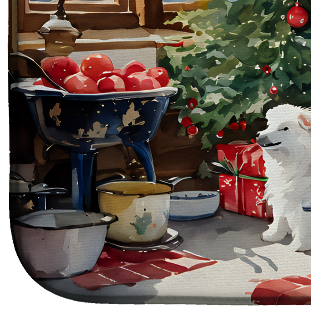 Samoyed Christmas Cookies Dish Drying Mat