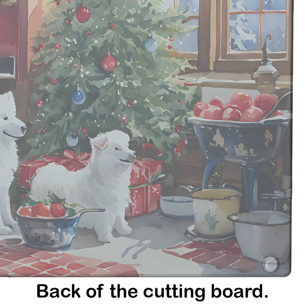 Samoyed Christmas Cookies Glass Cutting Board