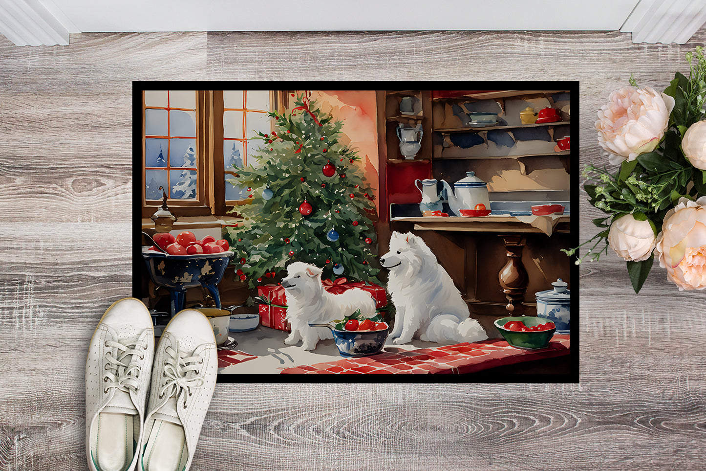 Samoyed Christmas Cookies Doormat