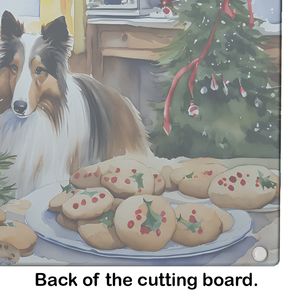 Sheltie Christmas Cookies Glass Cutting Board