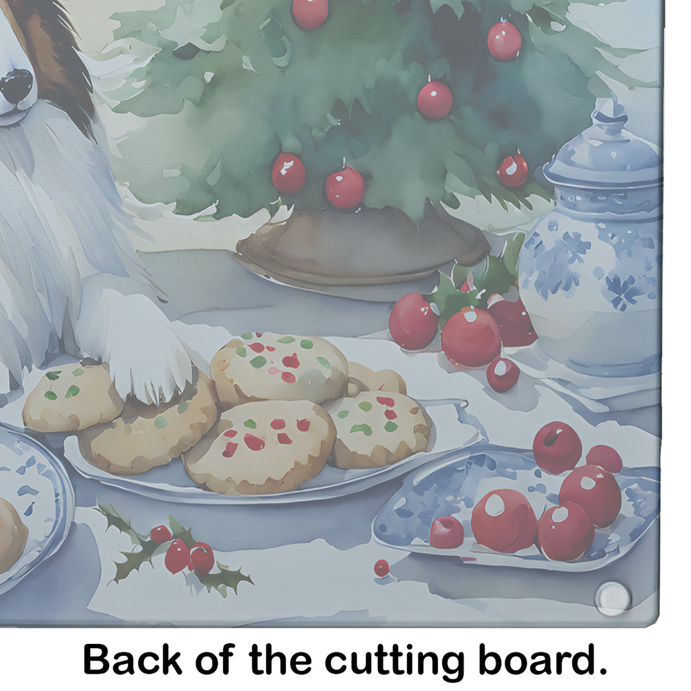 Sheltie Christmas Cookies Glass Cutting Board