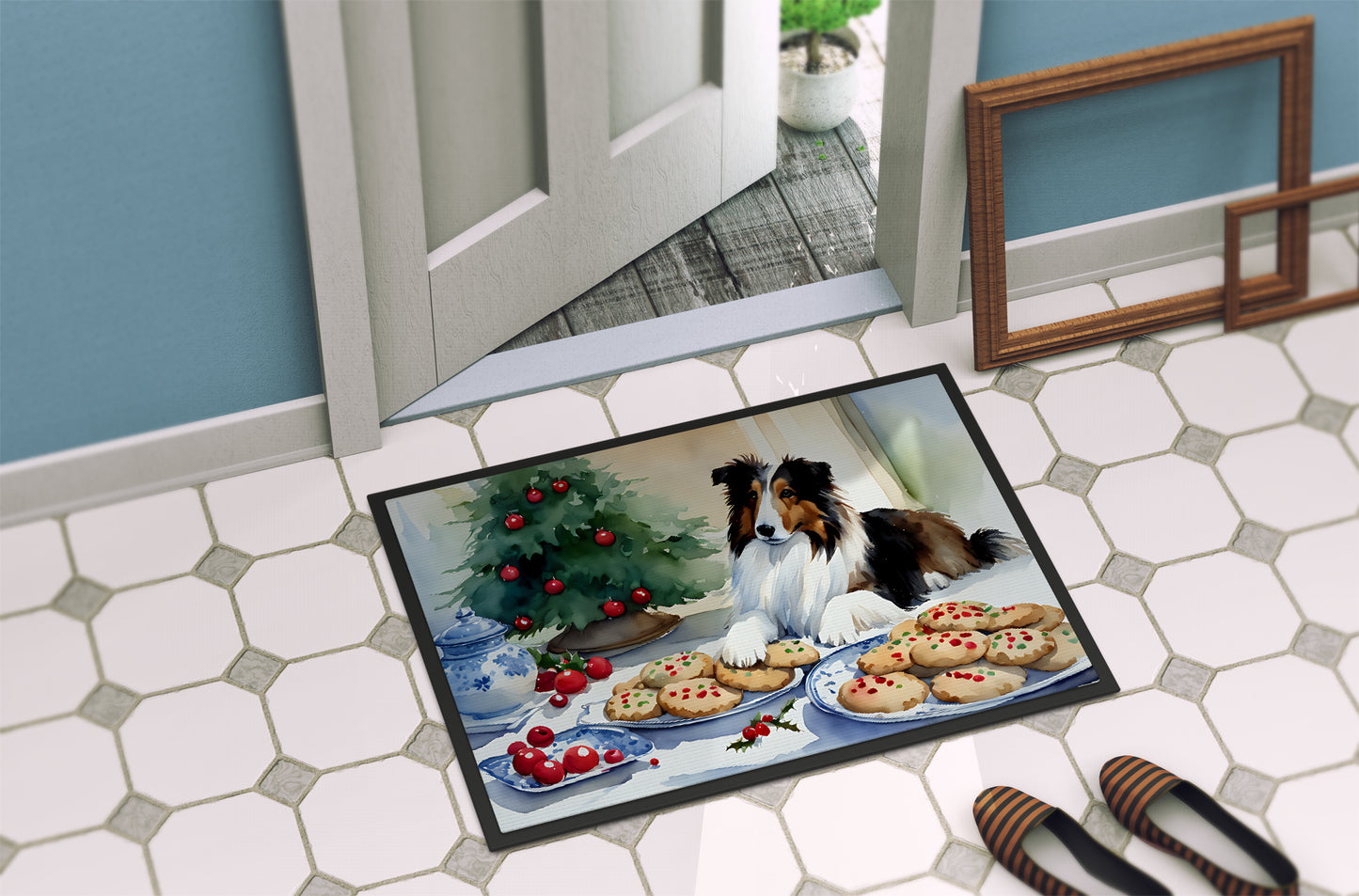 Sheltie Christmas Cookies Doormat