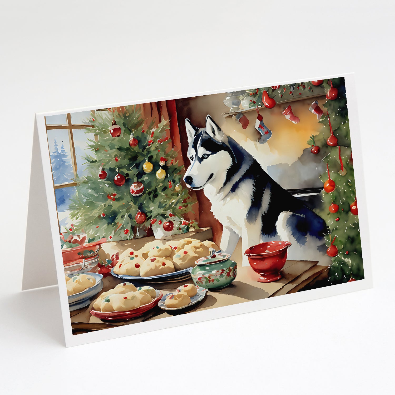 Buy this Siberian Husky Christmas Cookies Greeting Cards Pack of 8