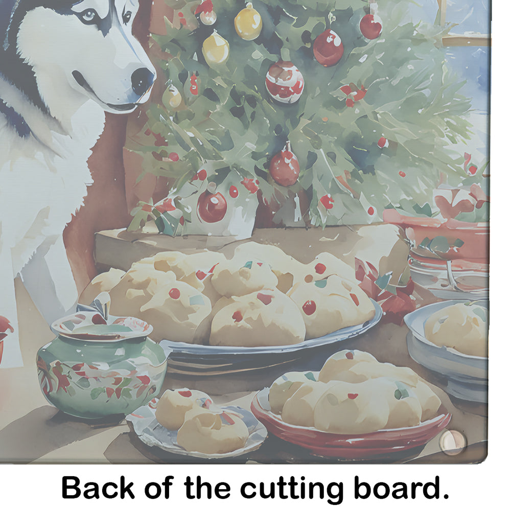 Siberian Husky Christmas Cookies Glass Cutting Board