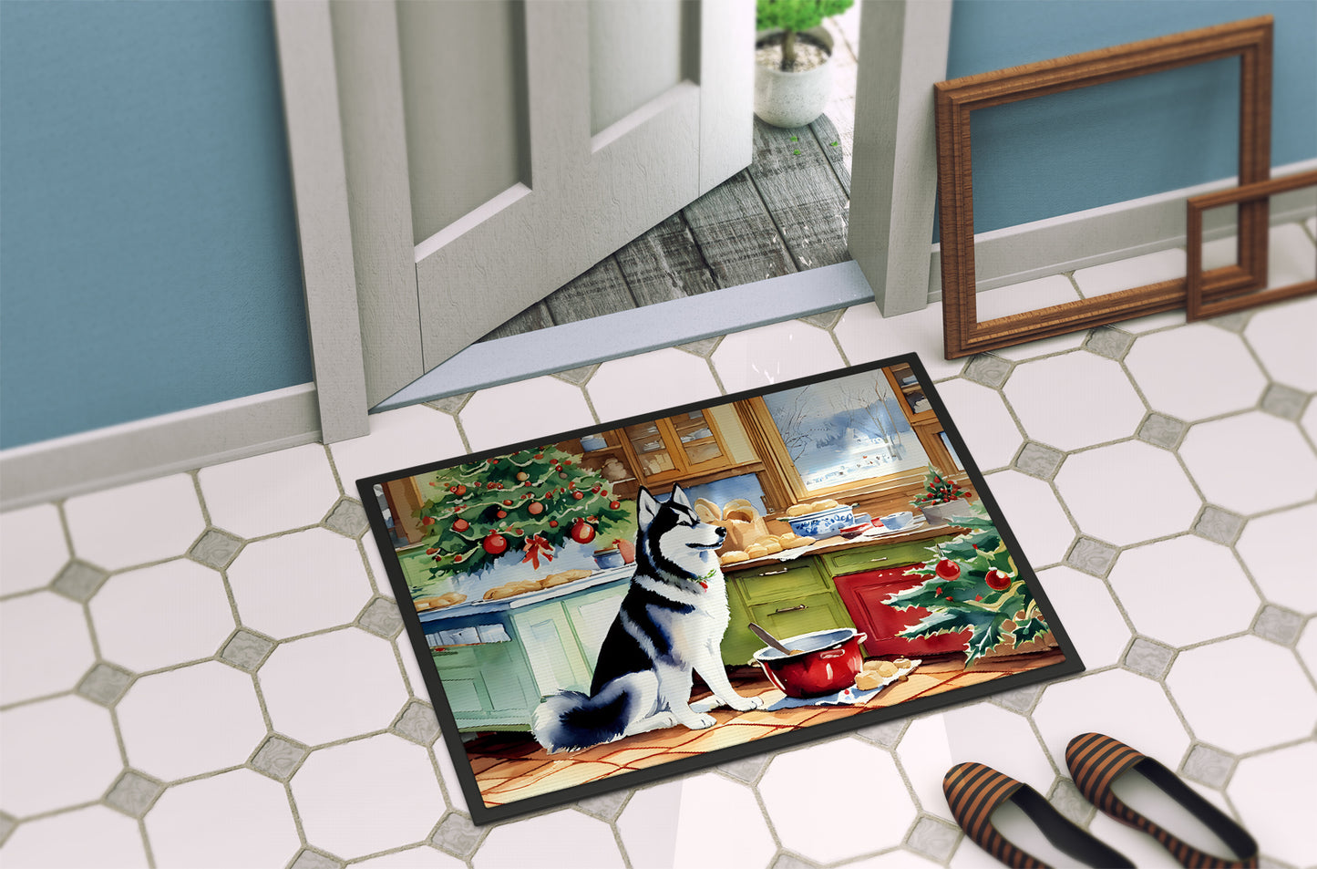 Siberian Husky Christmas Cookies Doormat