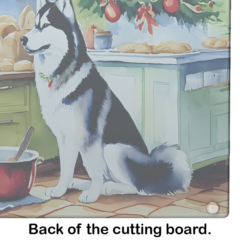 Siberian Husky Christmas Cookies Glass Cutting Board