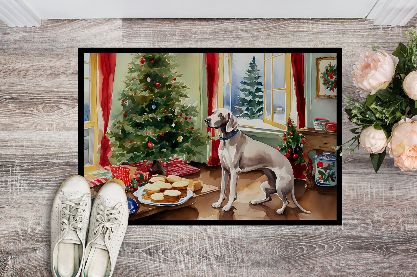 Weimaraner Christmas Cookies Doormat