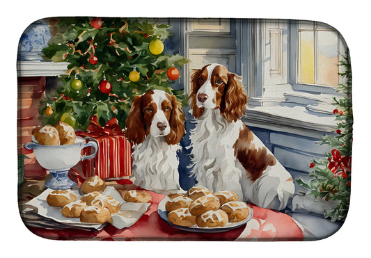 Buy this Welsh Springer Spaniel Christmas Cookies Dish Drying Mat