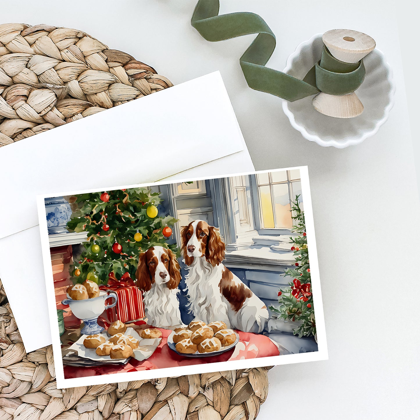 Welsh Springer Spaniel Christmas Cookies Greeting Cards Pack of 8