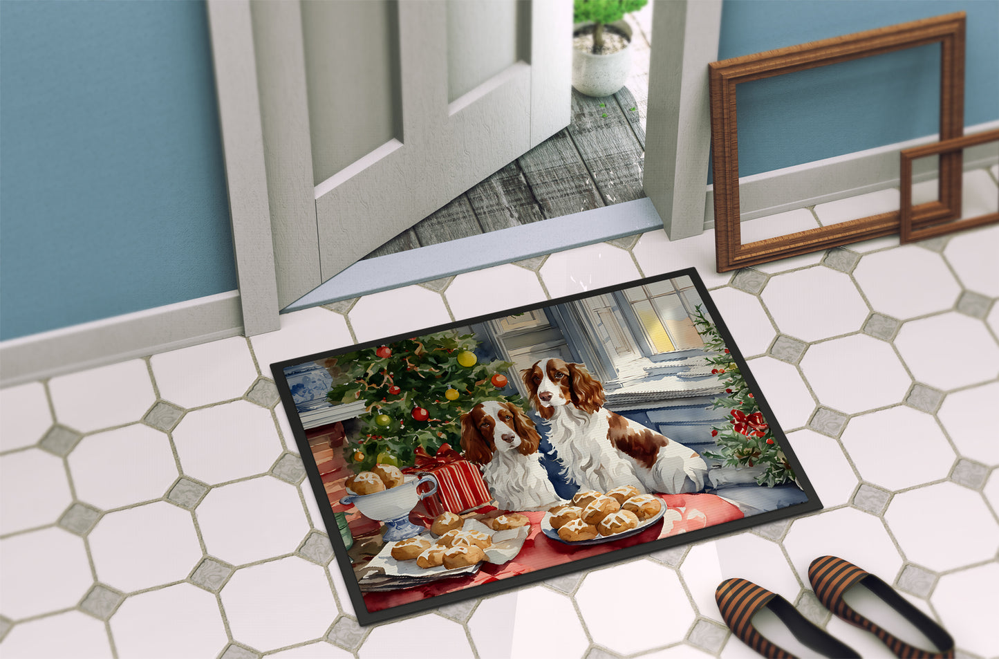 Welsh Springer Spaniel Christmas Cookies Doormat