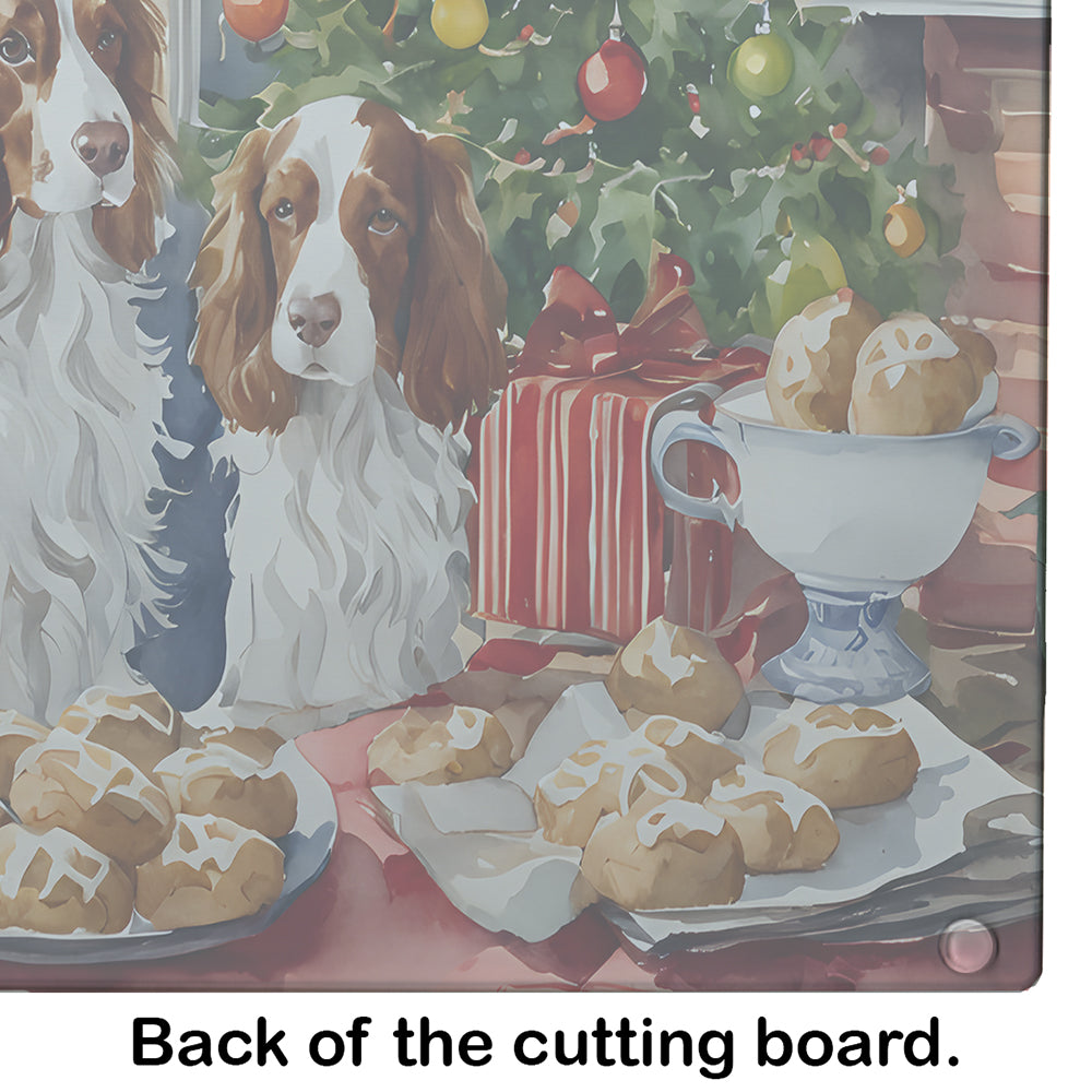 Welsh Springer Spaniel Christmas Cookies Glass Cutting Board