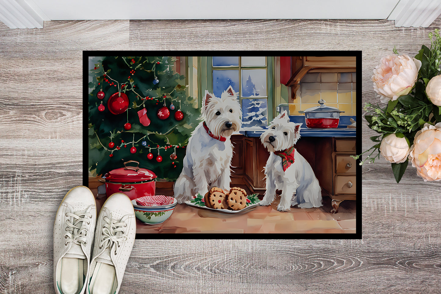 Westie Christmas Cookies Doormat