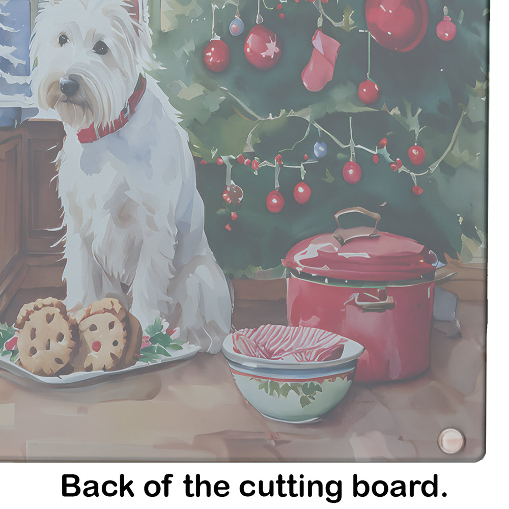 Westie Christmas Cookies Glass Cutting Board