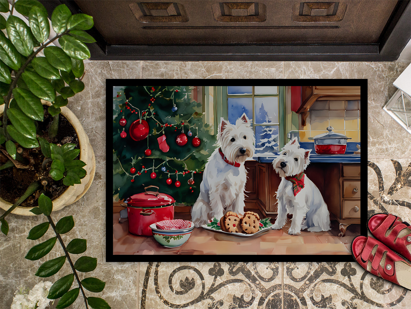 Westie Christmas Cookies Doormat