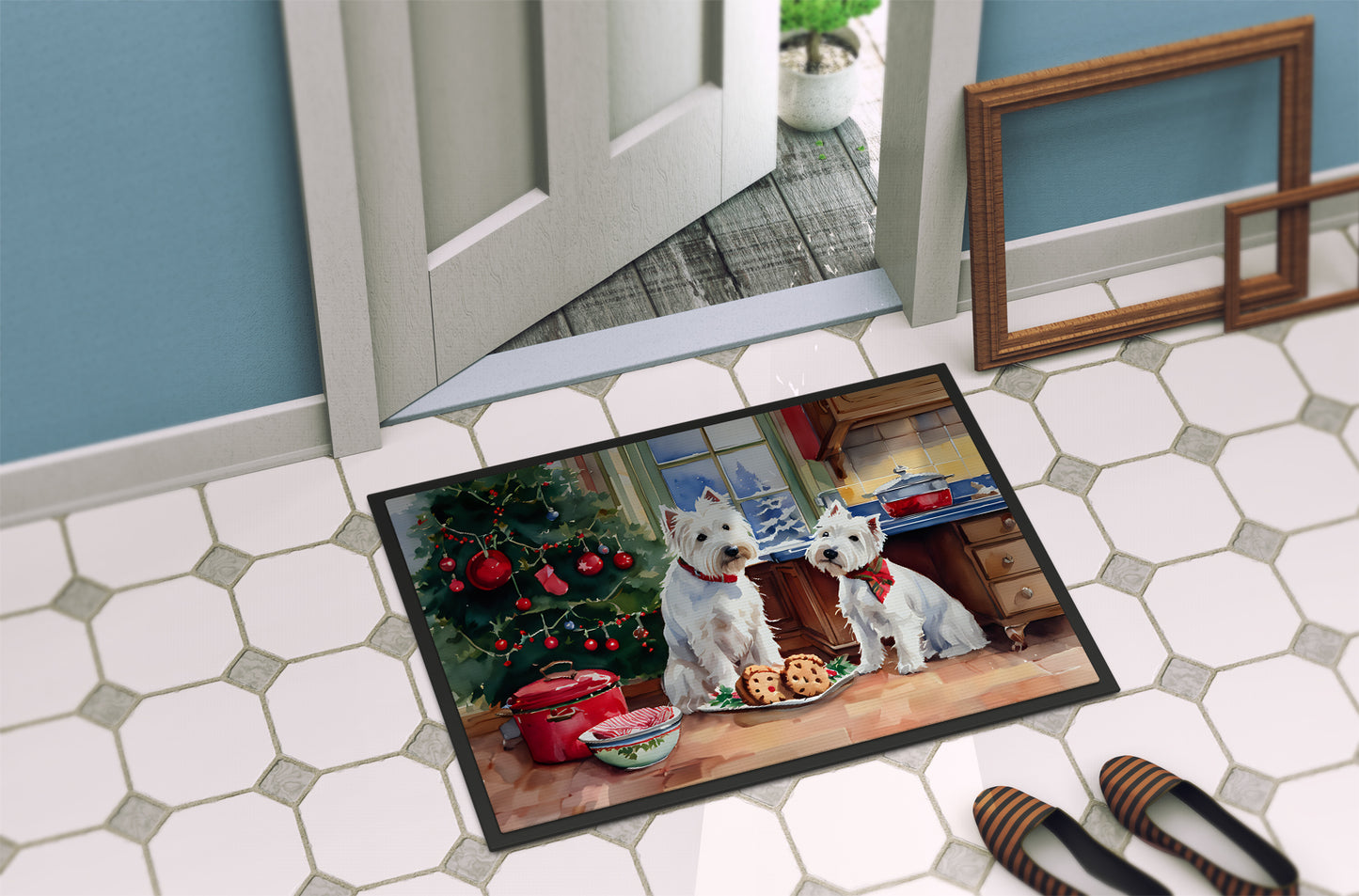 Westie Christmas Cookies Doormat