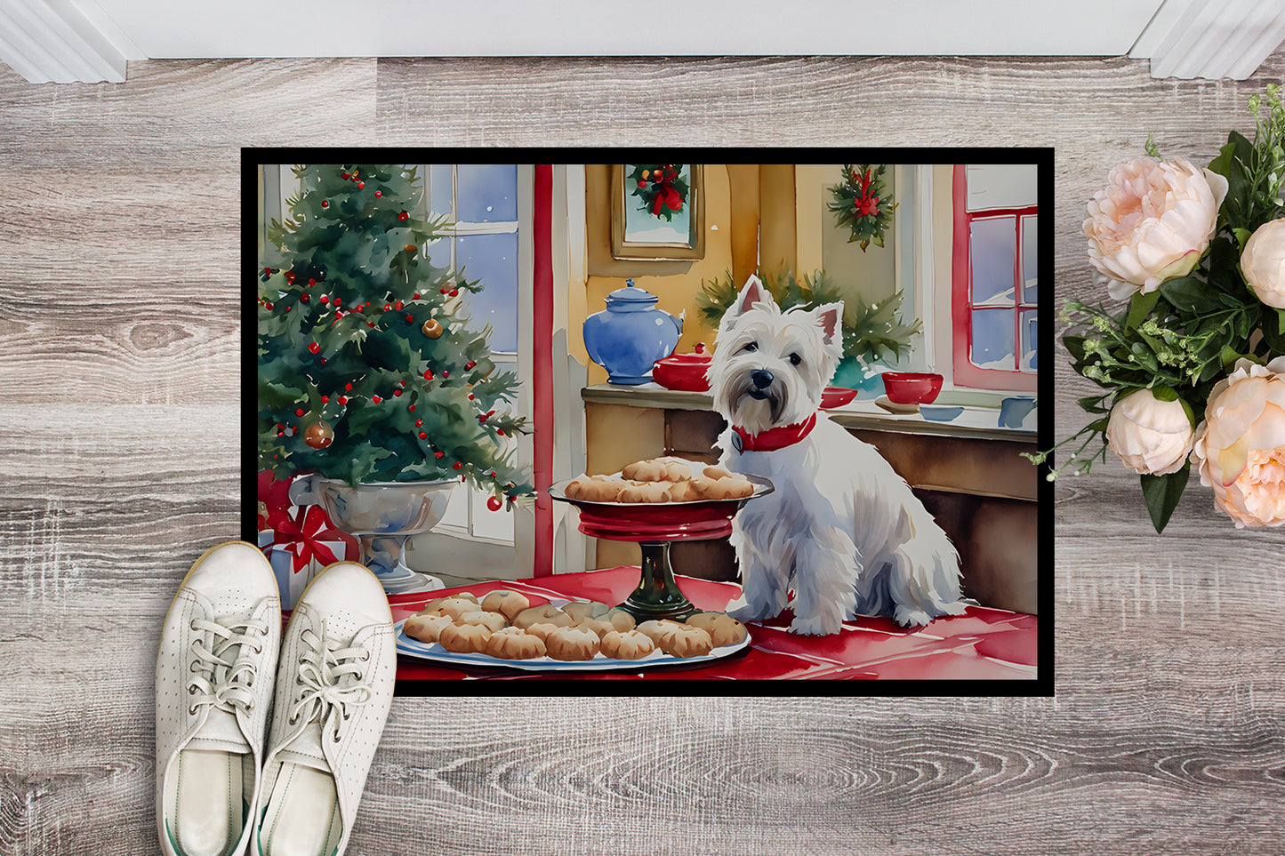 Westie Christmas Cookies Doormat