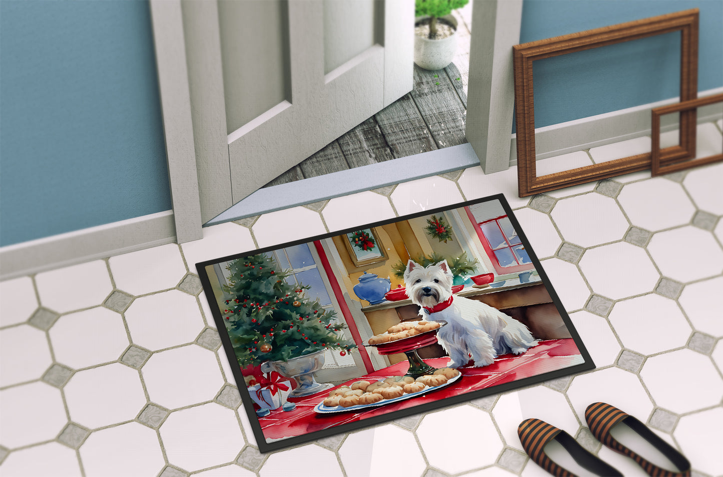 Westie Christmas Cookies Doormat