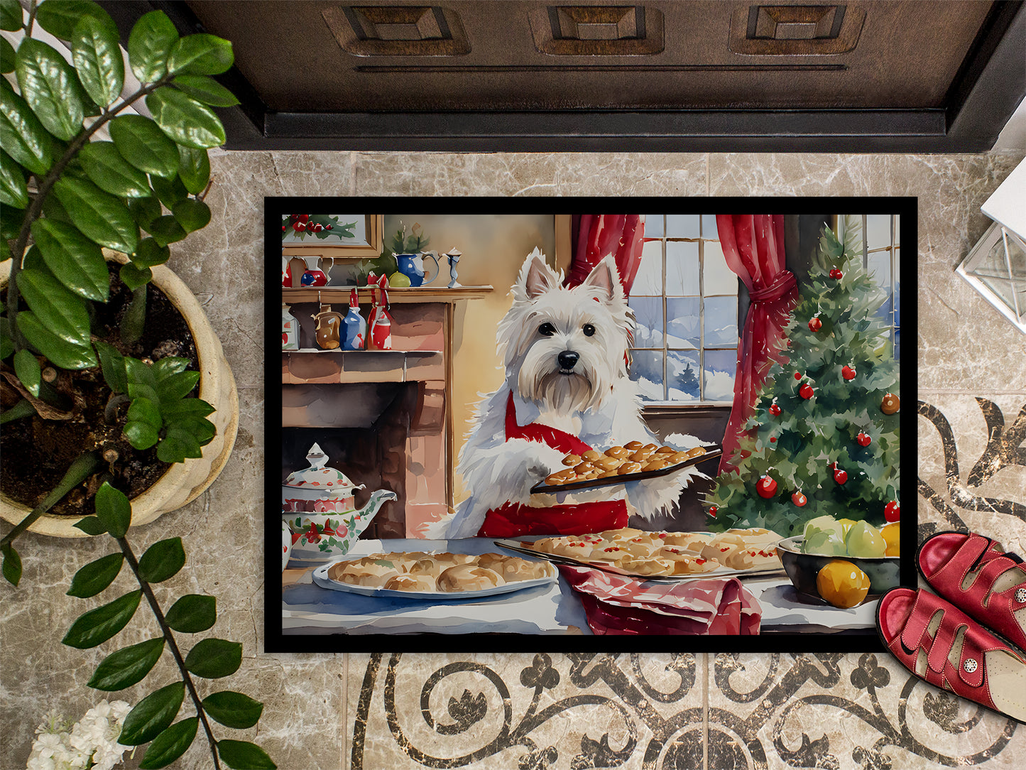 Westie Christmas Cookies Doormat