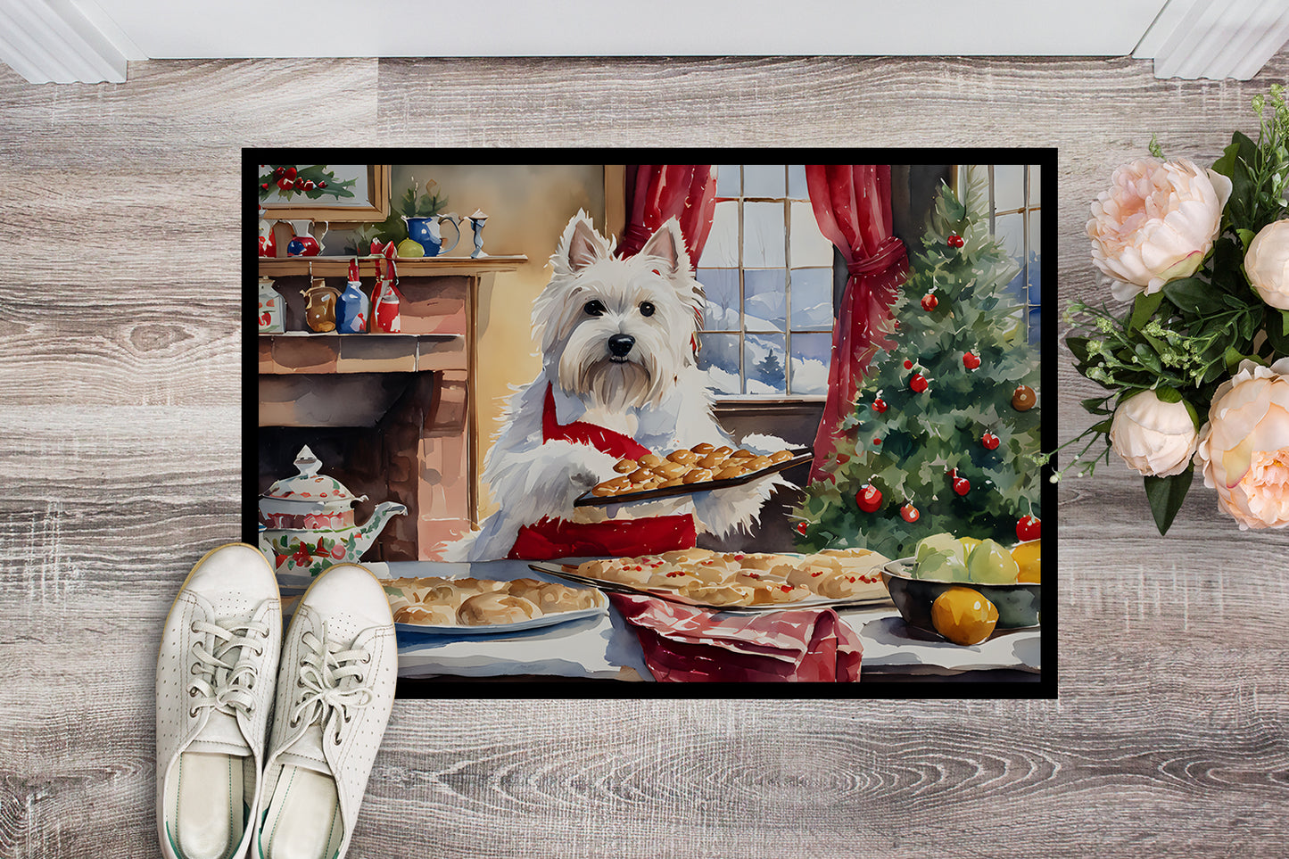 Westie Christmas Cookies Doormat