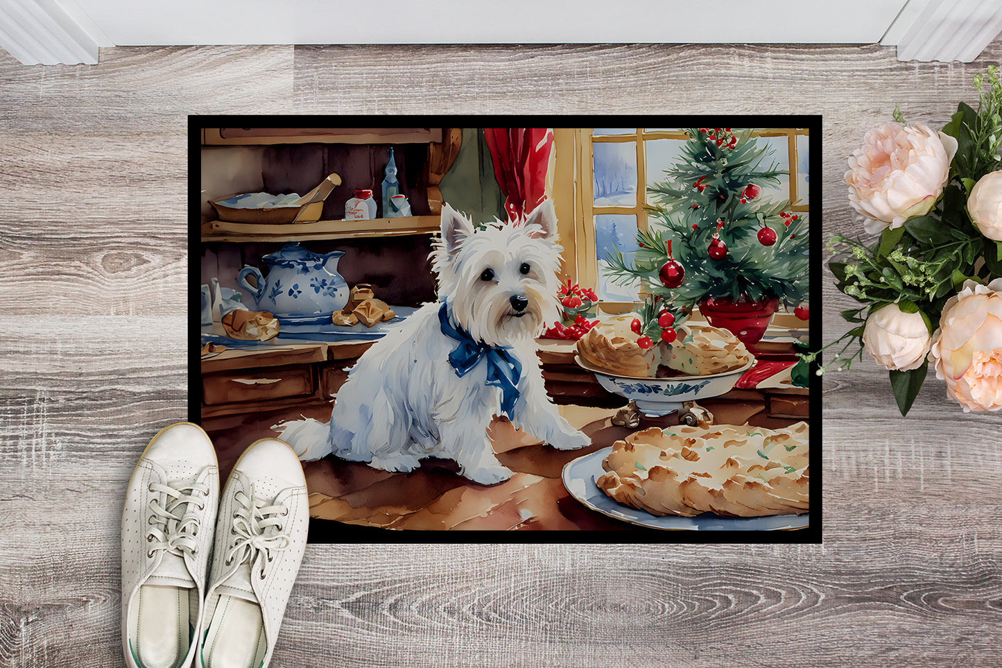 Westie Christmas Cookies Doormat