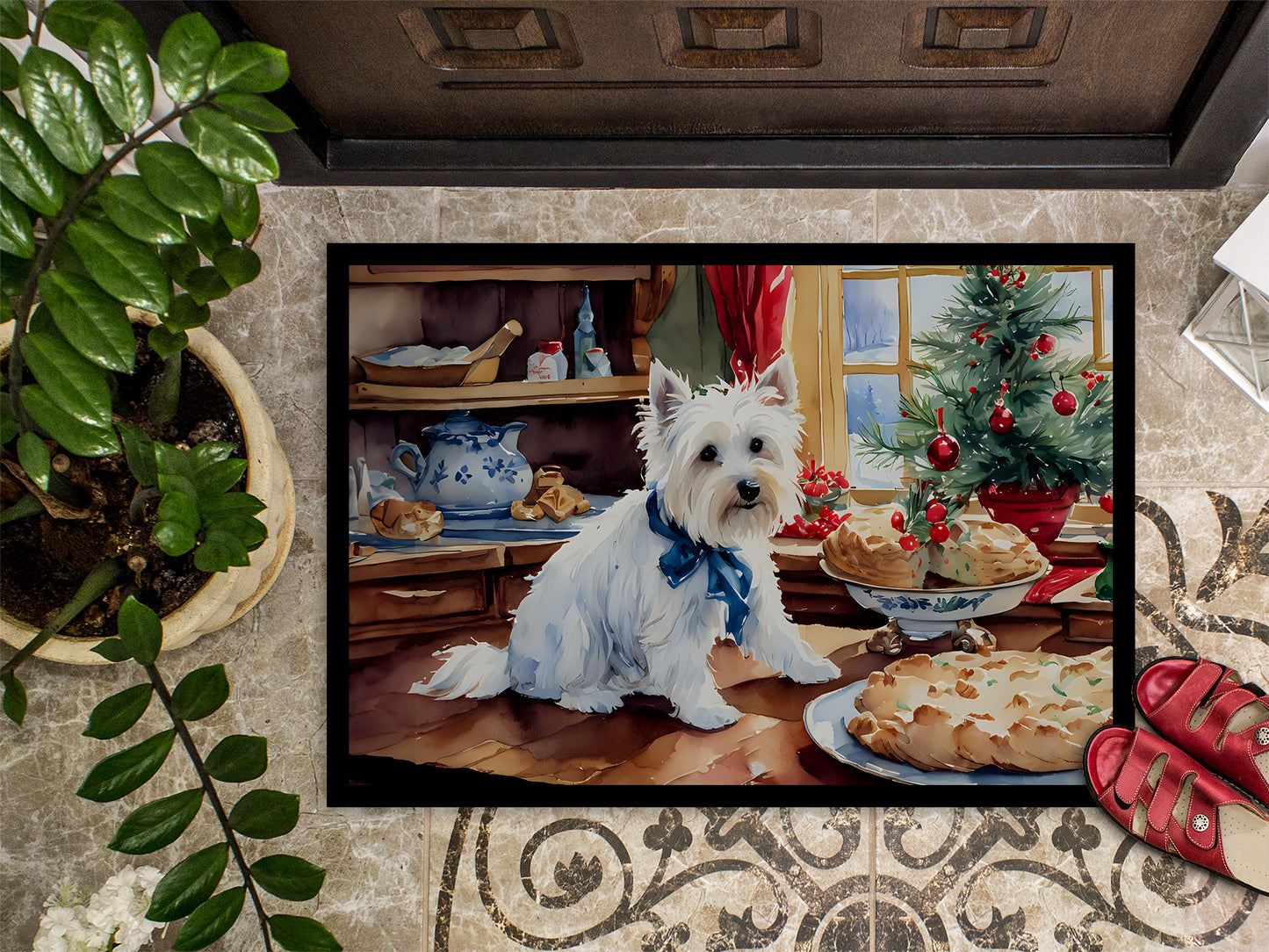 Westie Christmas Cookies Doormat