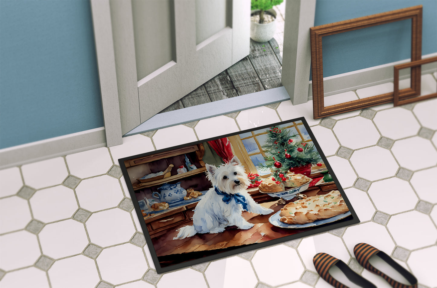 Westie Christmas Cookies Doormat