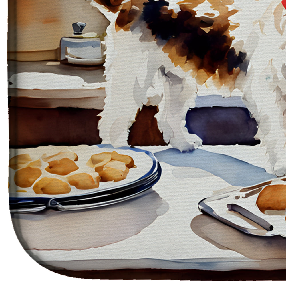 Wire Fox Terrier Christmas Cookies Dish Drying Mat