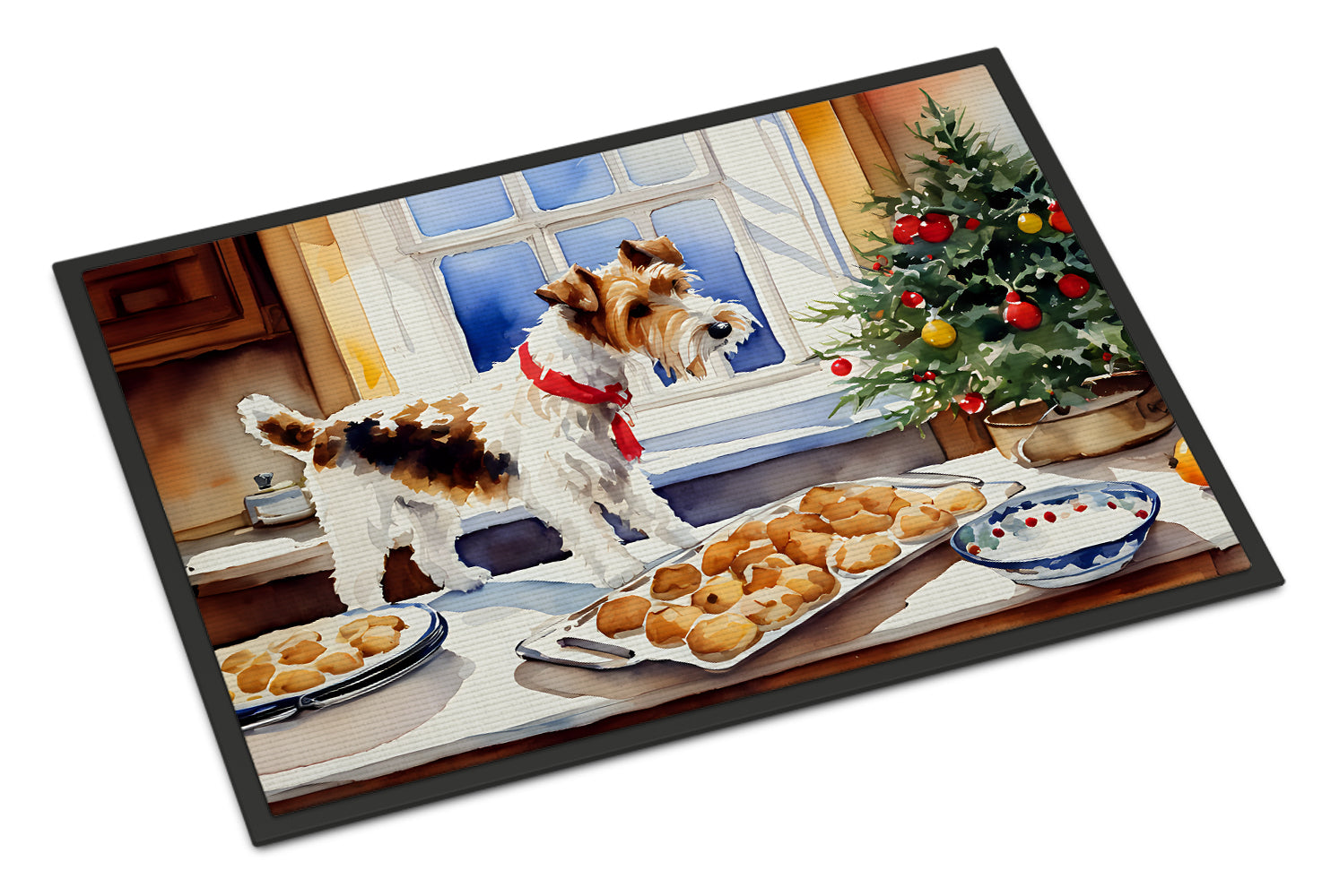 Buy this Wire Fox Terrier Christmas Cookies Doormat