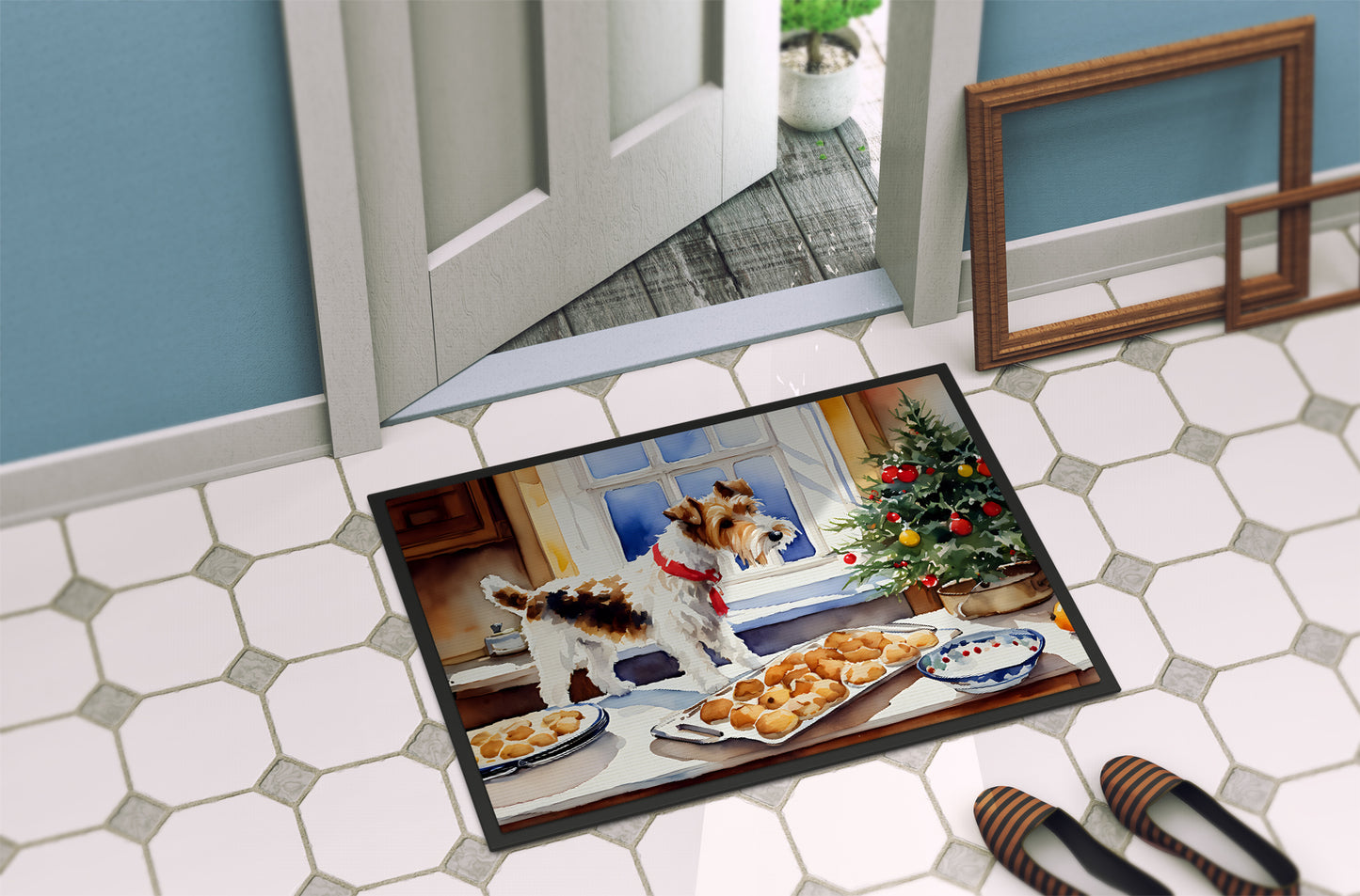 Wire Fox Terrier Christmas Cookies Doormat