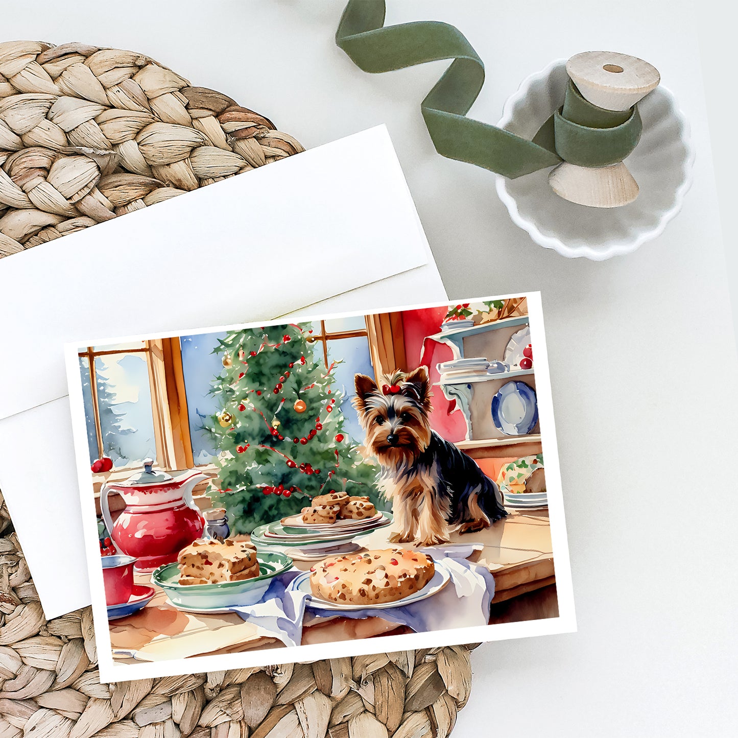 Yorkshire Terrier Yorkie Christmas Cookies Greeting Cards Pack of 8