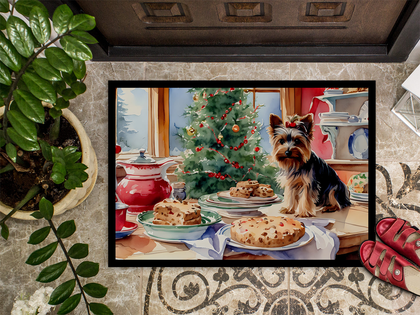 Yorkshire Terrier Yorkie Christmas Cookies Doormat