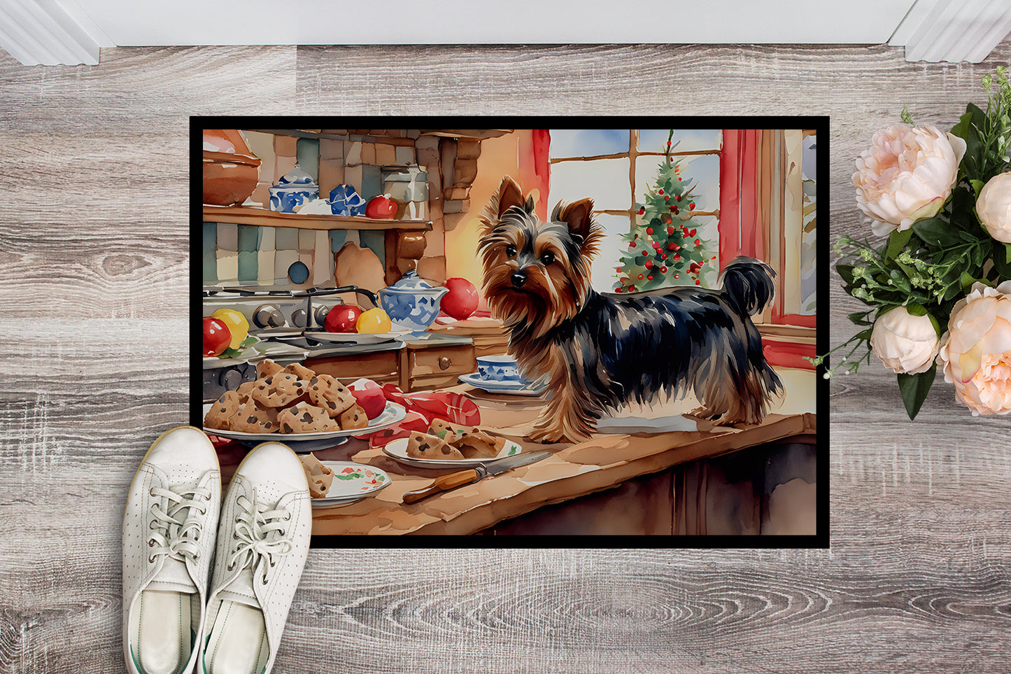 Yorkshire Terrier Yorkie Christmas Cookies Doormat