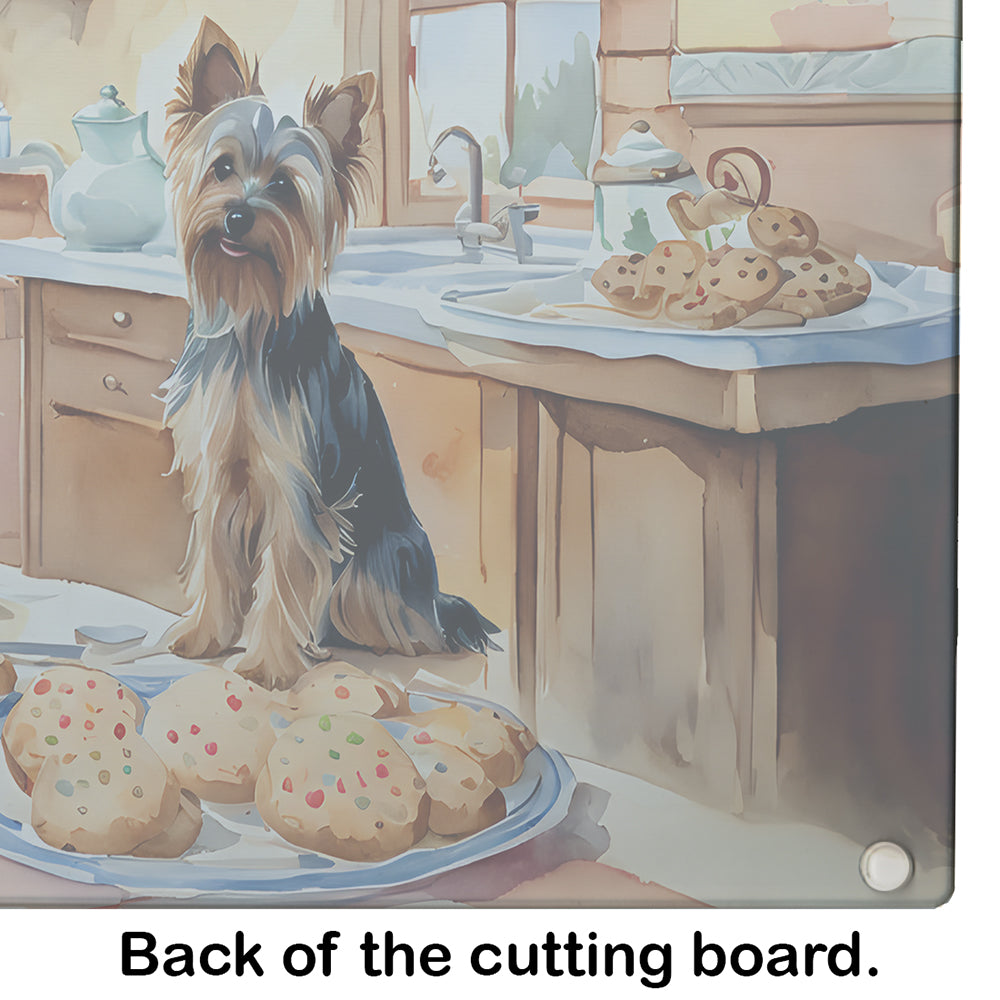 Yorkshire Terrier Yorkie Christmas Cookies Glass Cutting Board