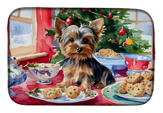 Buy this Yorkshire Terrier Yorkie Christmas Cookies Dish Drying Mat