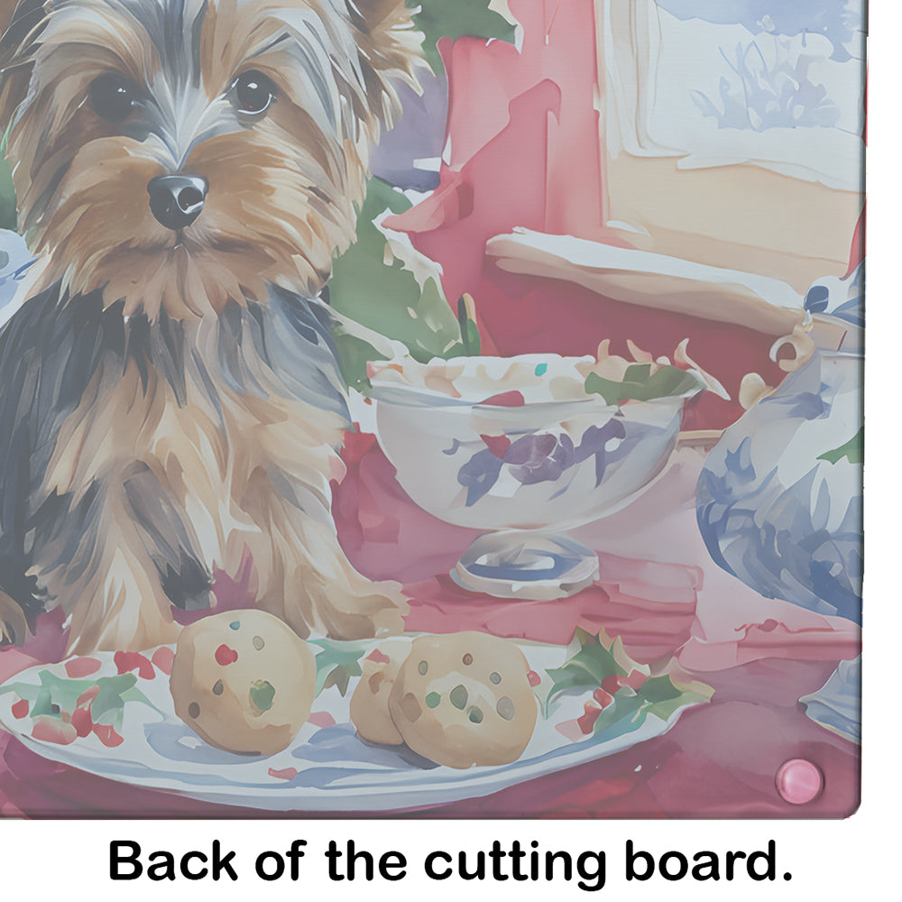 Yorkshire Terrier Yorkie Christmas Cookies Glass Cutting Board