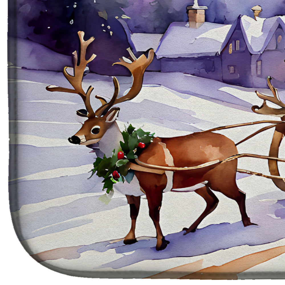 Christmas Santa and Sleigh Dish Drying Mat