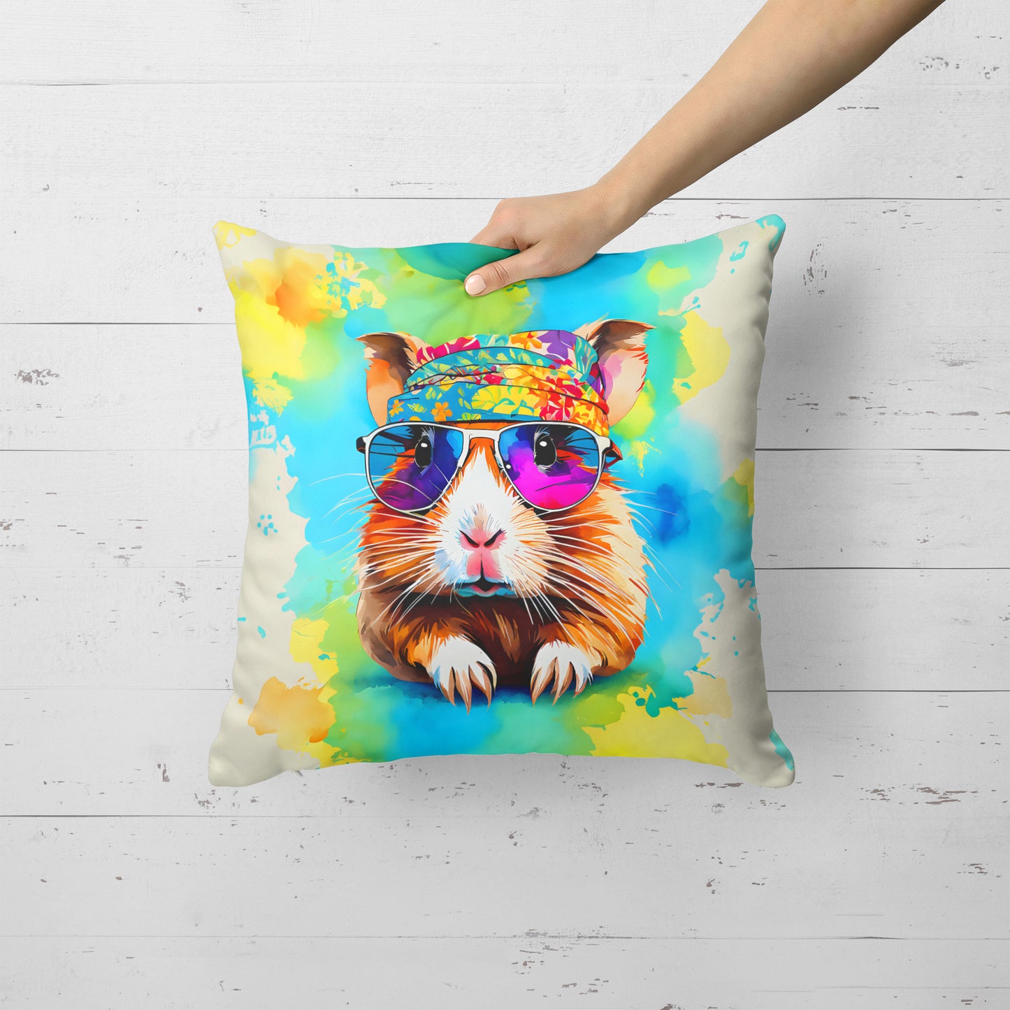 Hippie Animal Guinea Pig Throw Pillow