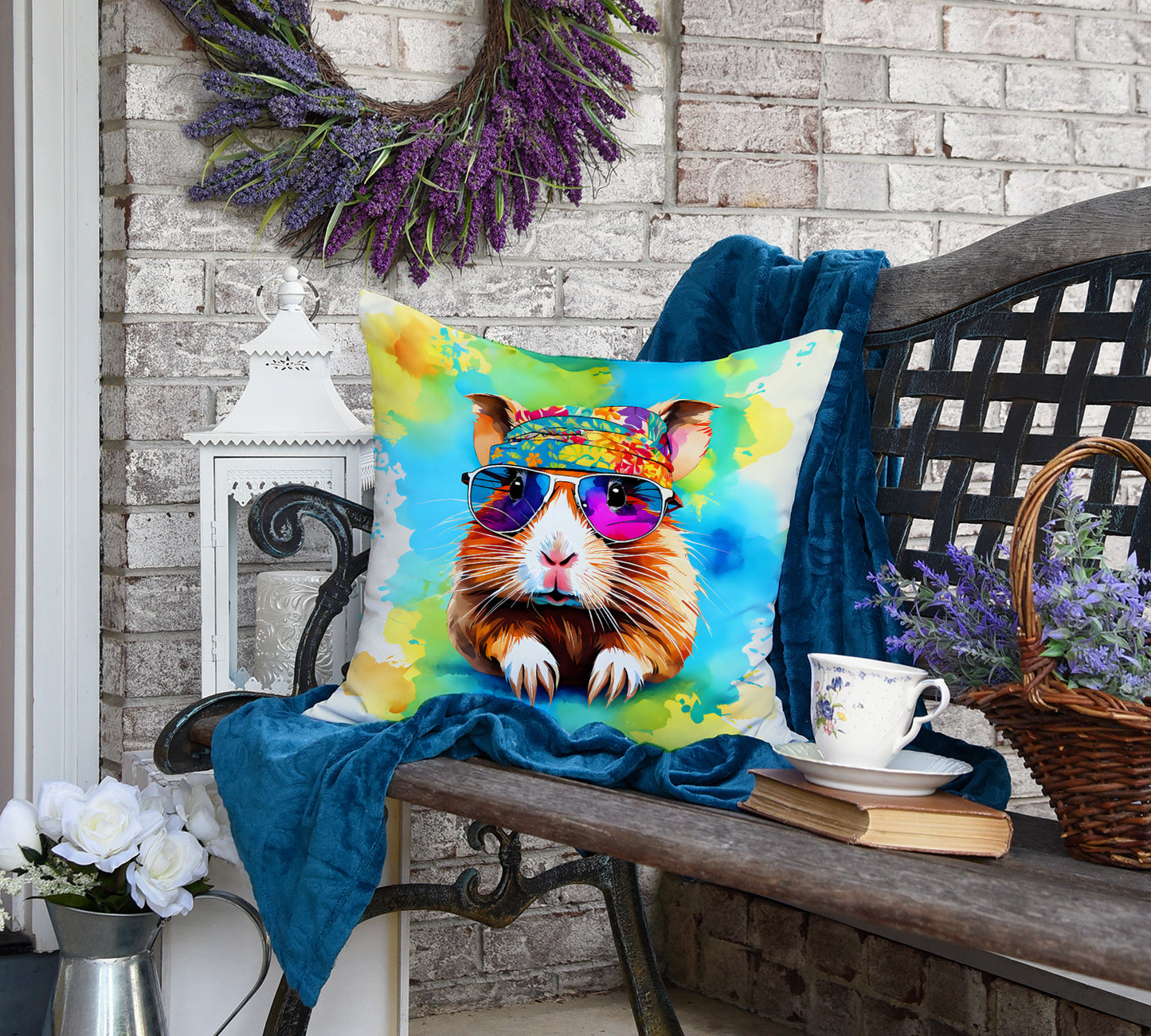 Hippie Animal Guinea Pig Throw Pillow