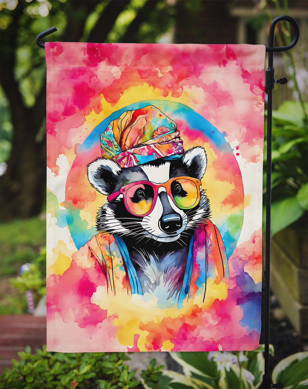 Hippie Animal Badger Garden Flag