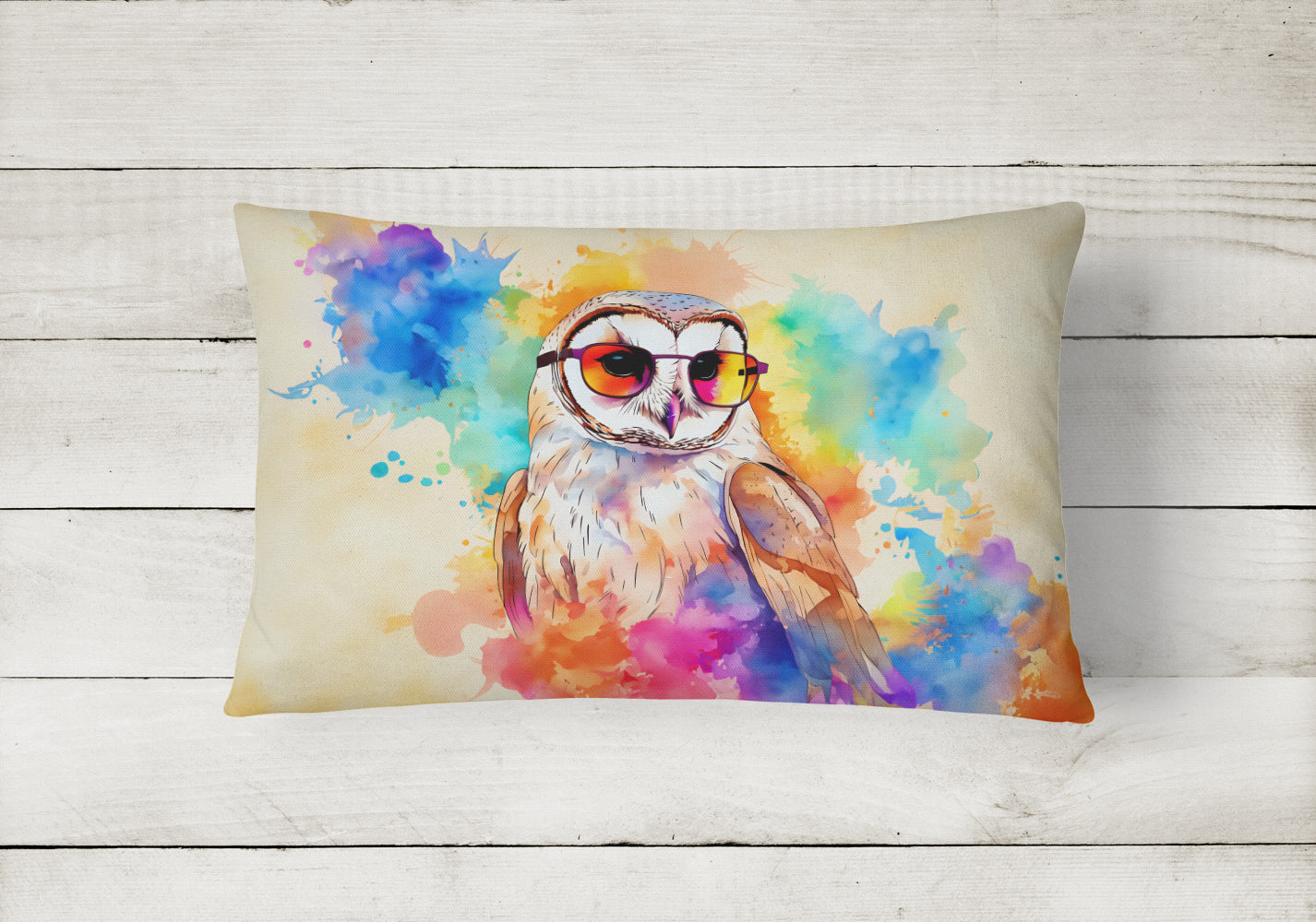 Hippie Animal Barn Owl Throw Pillow