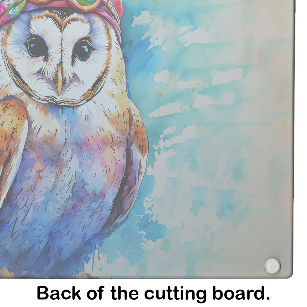 Hippie Animal Barn Owl Glass Cutting Board