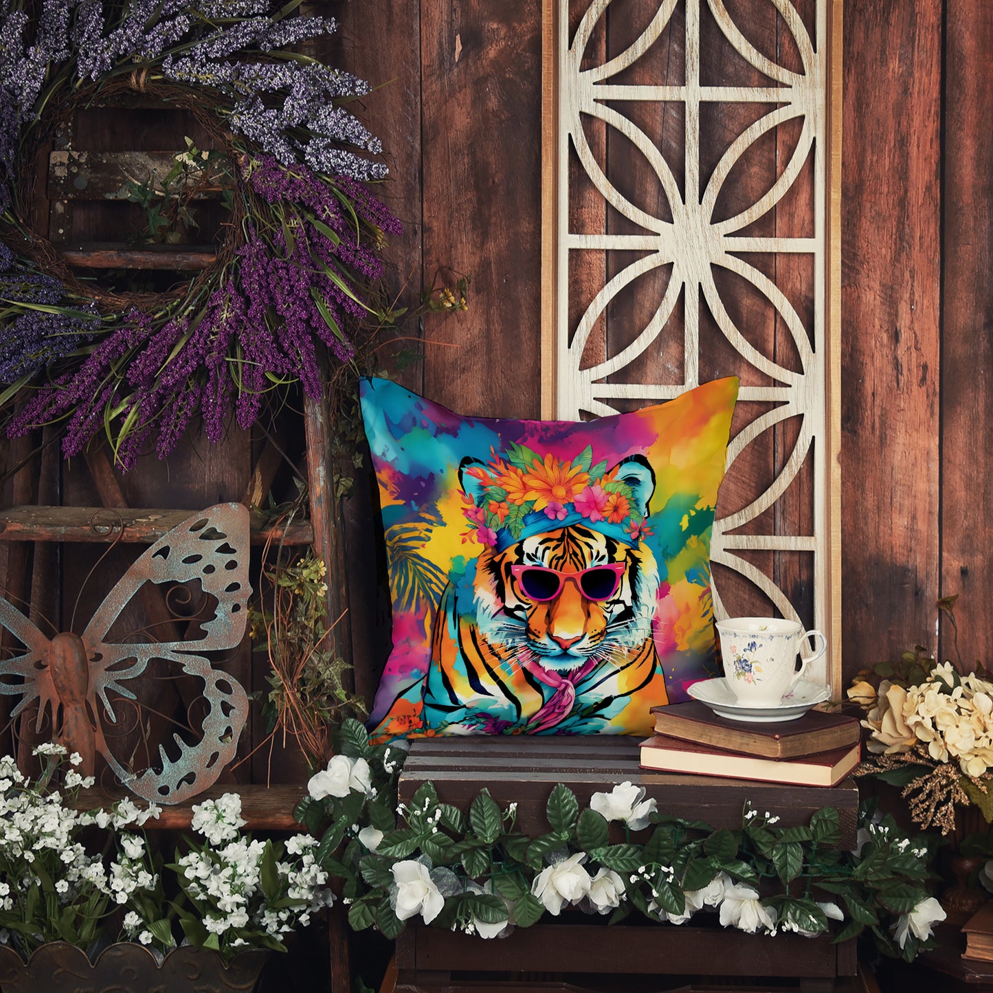 Hippie Animal Bengal Tiger Throw Pillow