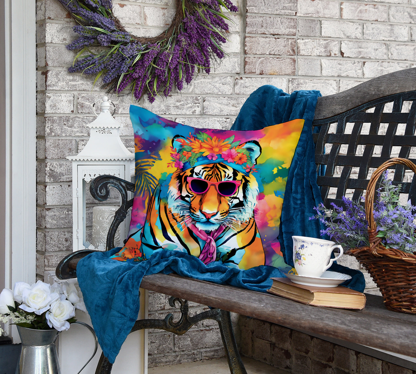 Hippie Animal Bengal Tiger Throw Pillow