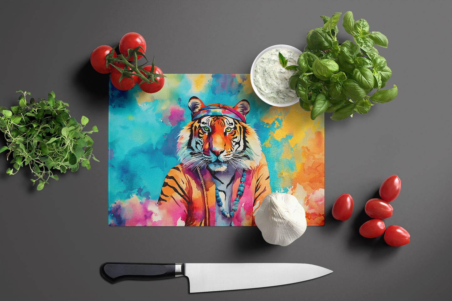 Hippie Animal Bengal Tiger Glass Cutting Board