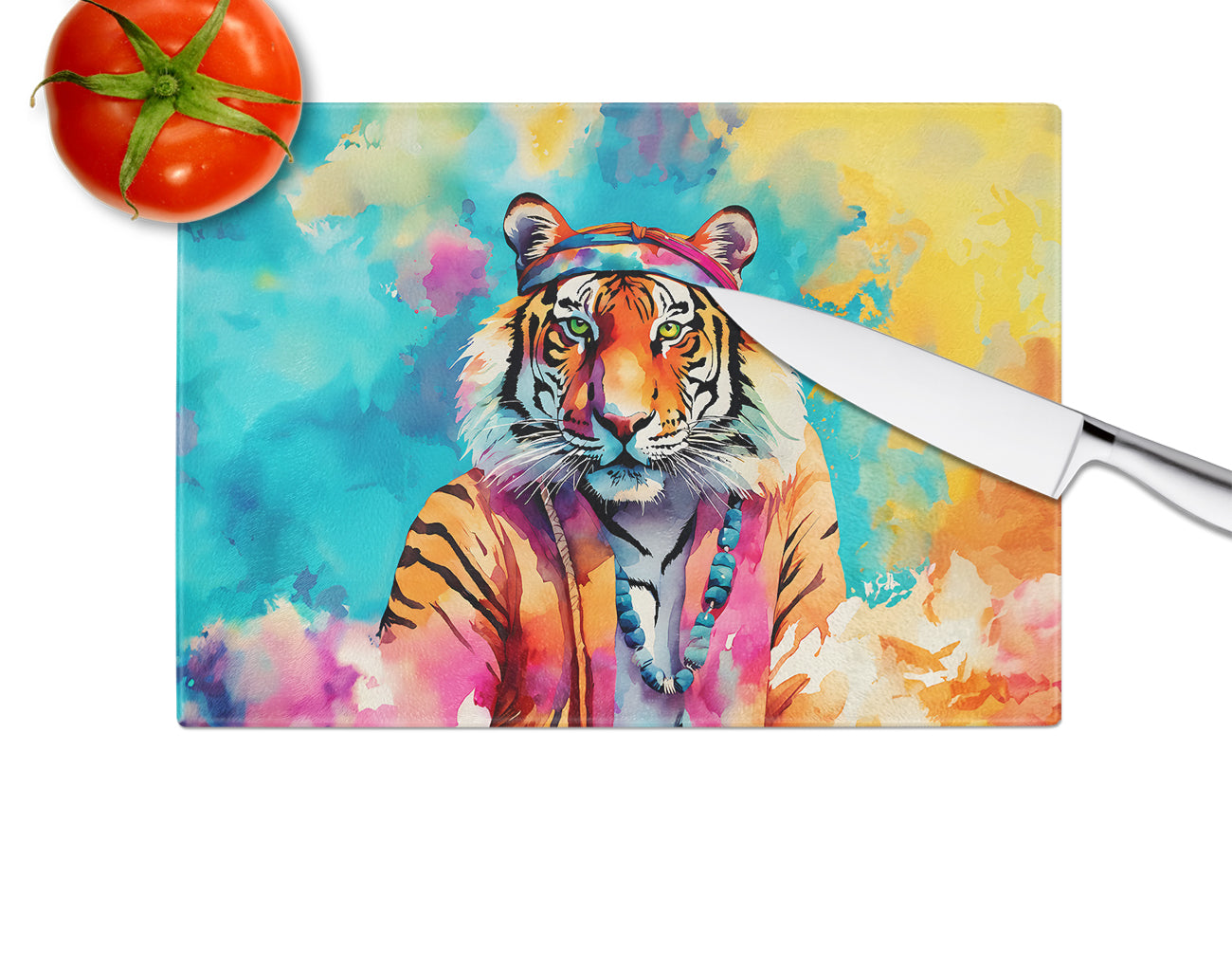 Hippie Animal Bengal Tiger Glass Cutting Board