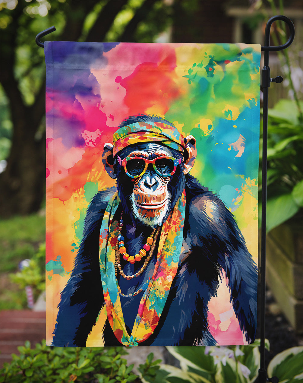 Hippie Animal Chimpanzee Garden Flag