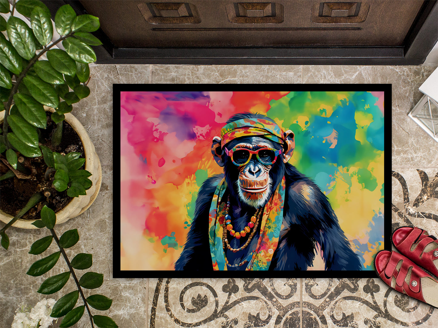 Hippie Animal Chimpanzee Doormat