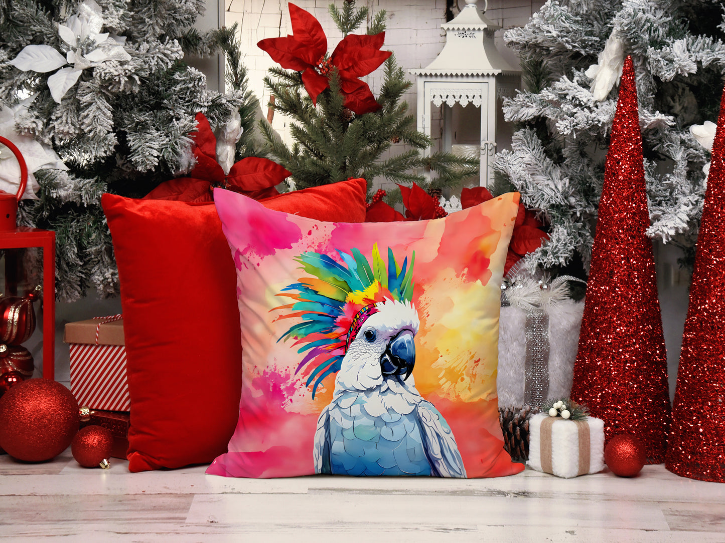 Hippie Animal Cockatoo Throw Pillow