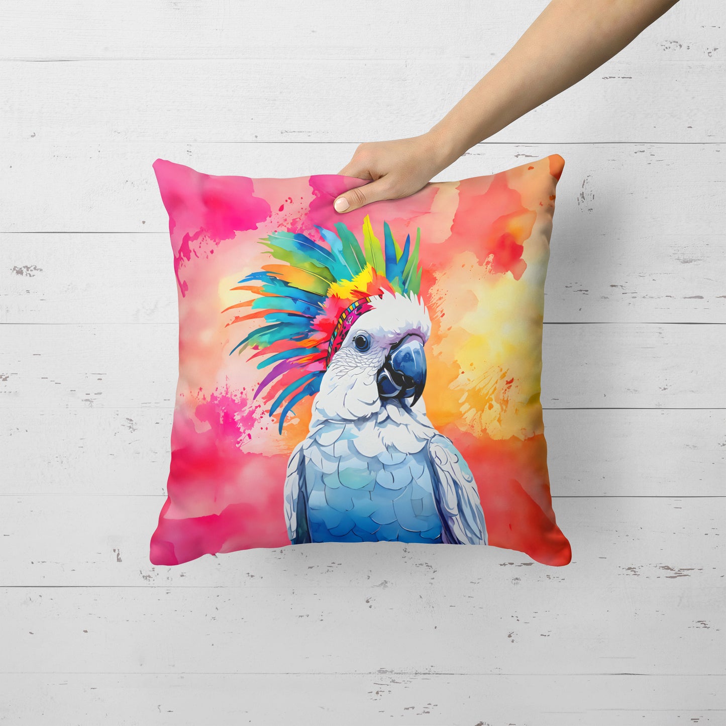 Hippie Animal Cockatoo Throw Pillow